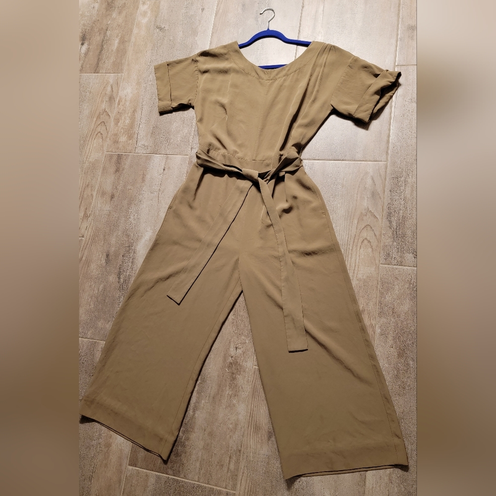 Everlane - Japanese GoWeave Short-Sleeve Jumpsuit Olive, Size 6